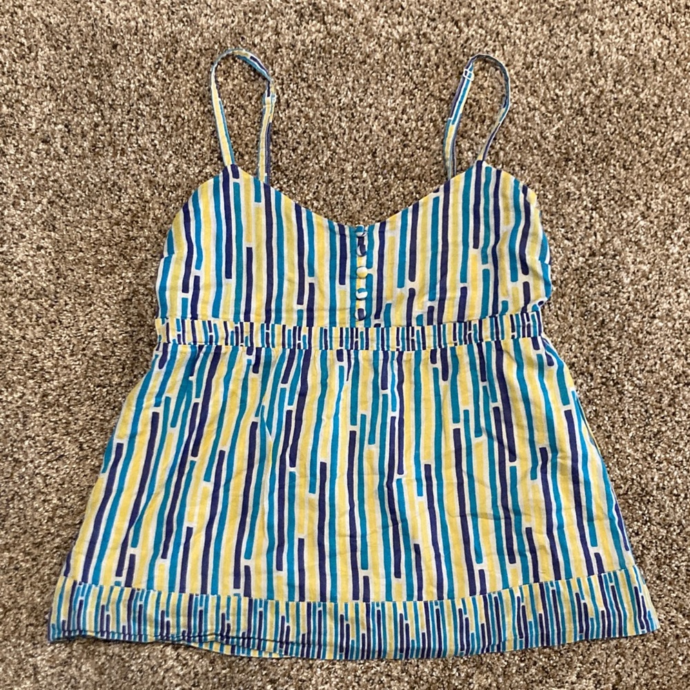 Fossil Striped Knit Tank in Yellow, Blue & Teal